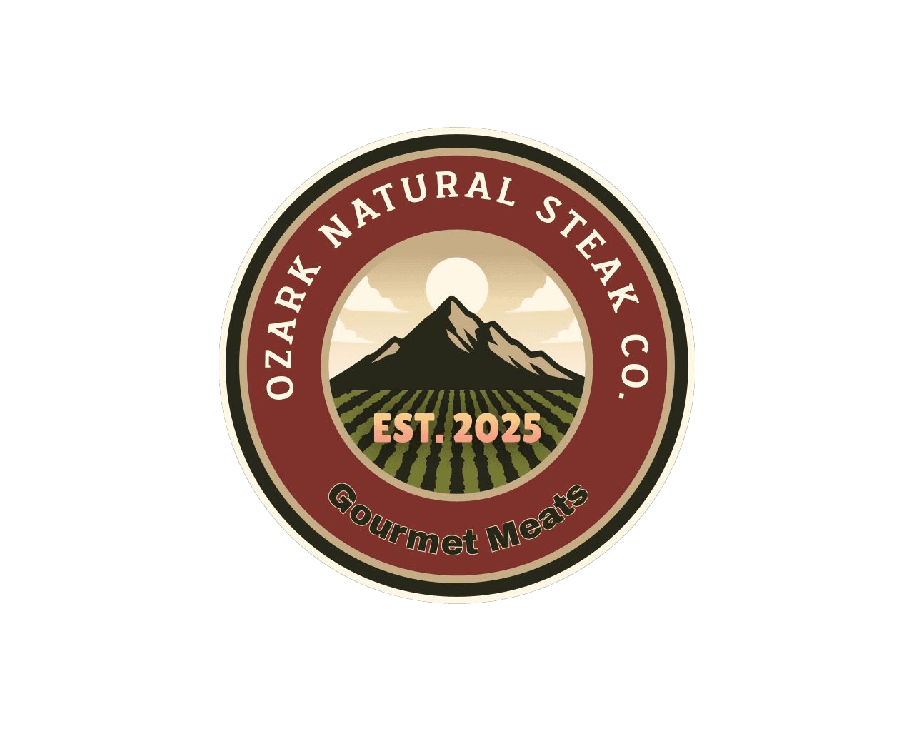 Ozark Natural Steak Co. company logo featuring elegant typography and branding